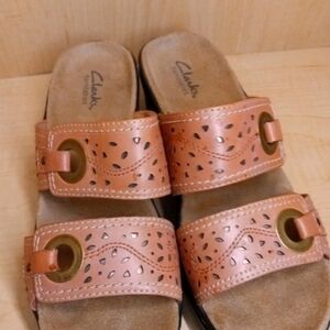 Clarks Tan Sandals with Cutout Design